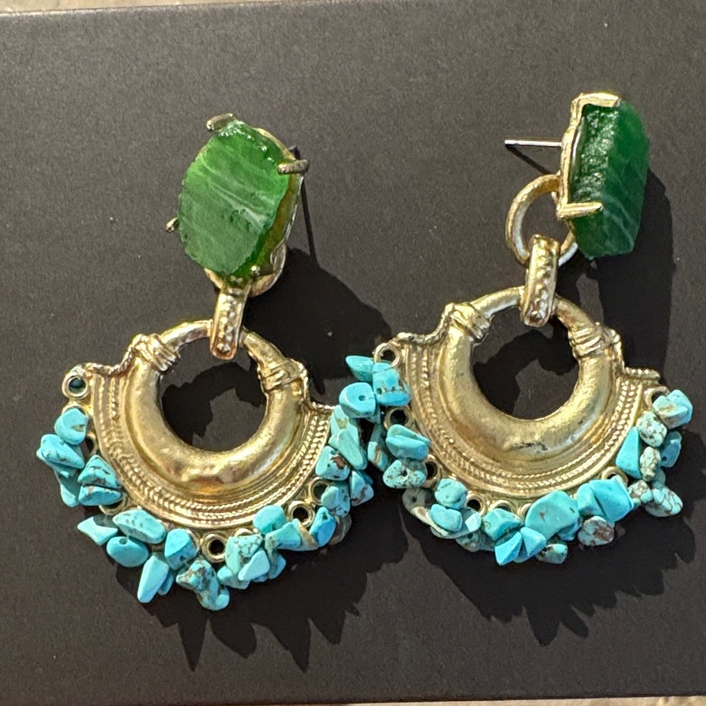 Gold and Turquoise Earrings